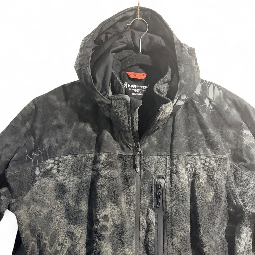 Kryptek Mens Camo Jacket XXL Black Gray Thinsulate Tactical Hooded Fleece - Picture 2 of 8